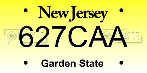 627CAA New Jersey License Plate