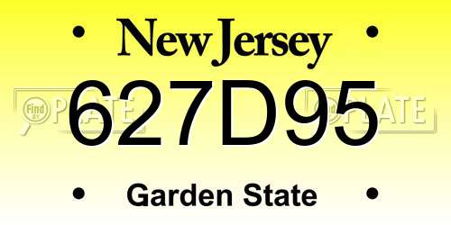 627D95 New Jersey License Plate