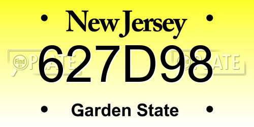 627D98 New Jersey License Plate