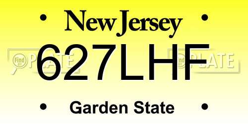 627LHF New Jersey License Plate