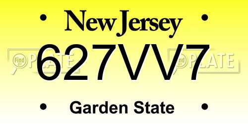 627VV7 New Jersey License Plate
