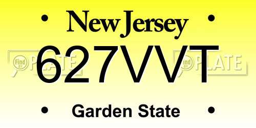 627VVT New Jersey License Plate