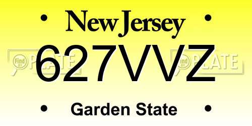 627VVZ New Jersey License Plate