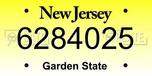 6284025 New Jersey License Plate