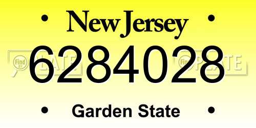 6284028 New Jersey License Plate