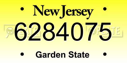6284075 New Jersey License Plate
