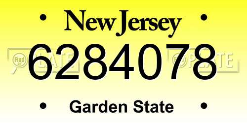 6284078 New Jersey License Plate