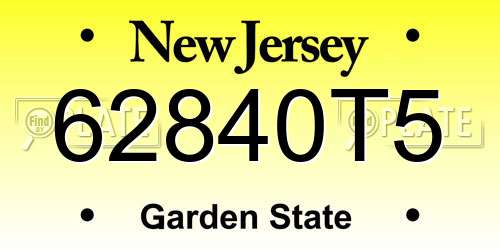 62840T5 New Jersey License Plate