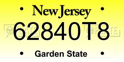 62840T8 New Jersey License Plate