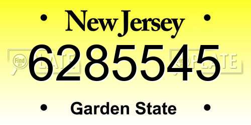 6285545 New Jersey License Plate