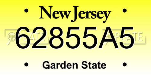 62855A5 New Jersey License Plate