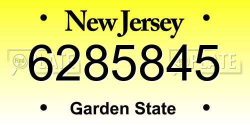 6285845 New Jersey License Plate