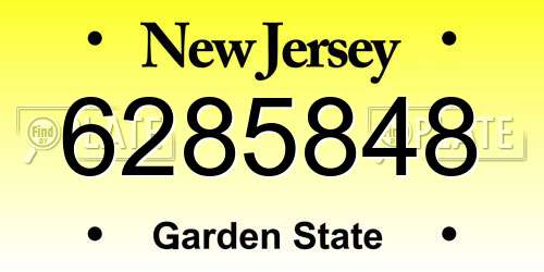 6285848 New Jersey License Plate