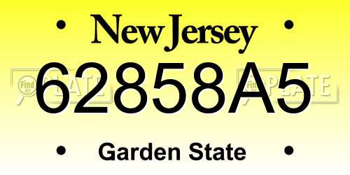 62858A5 New Jersey License Plate
