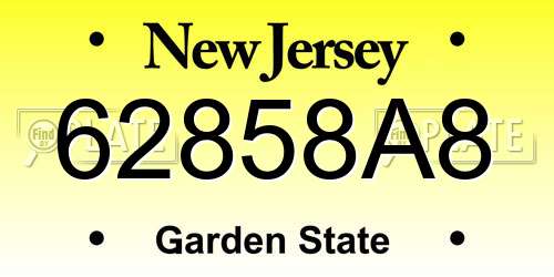 62858A8 New Jersey License Plate