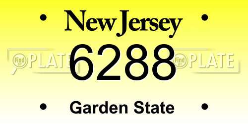 6288 New Jersey License Plate