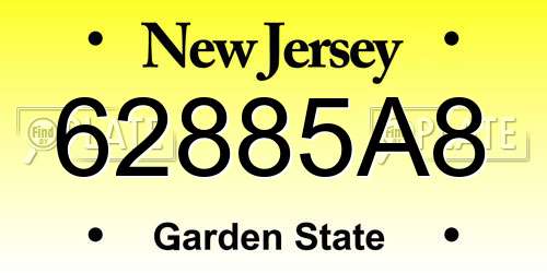 62885A8 New Jersey License Plate