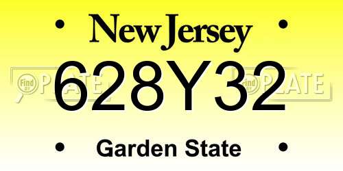 628Y32 New Jersey License Plate