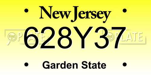 628Y37 New Jersey License Plate