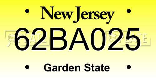 62BA025 New Jersey License Plate
