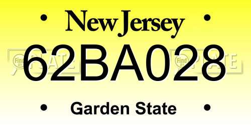 62BA028 New Jersey License Plate