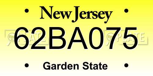 62BA075 New Jersey License Plate