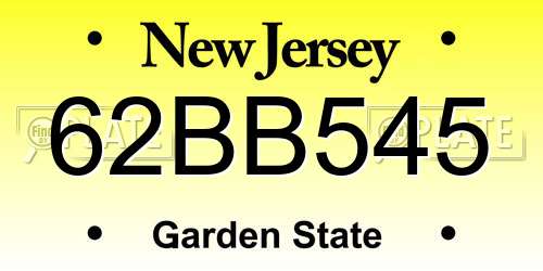 62BB545 New Jersey License Plate