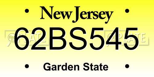 62BS545 New Jersey License Plate