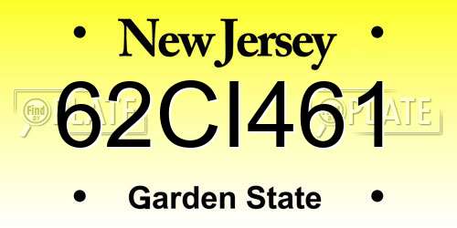 62CI461 New Jersey License Plate