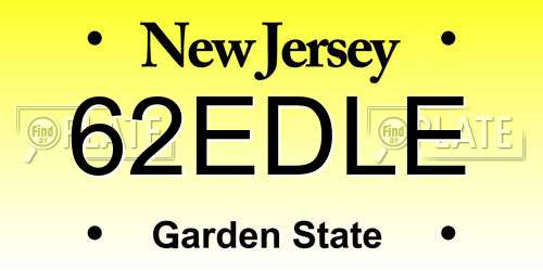 62EDLE New Jersey License Plate