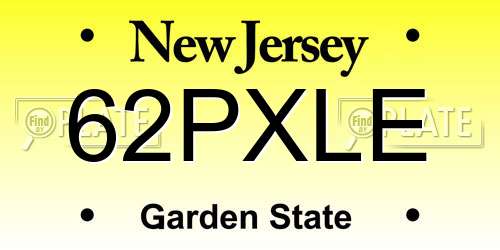 62PXLE New Jersey License Plate