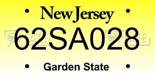62SA028 New Jersey License Plate