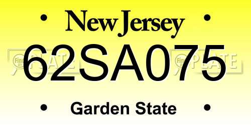 62SA075 New Jersey License Plate