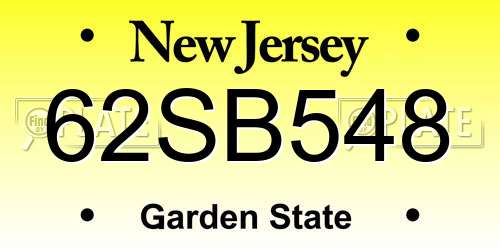 62SB548 New Jersey License Plate