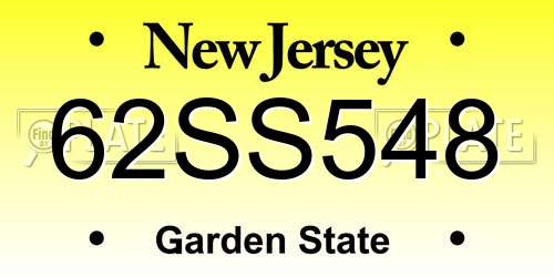 62SS548 New Jersey License Plate