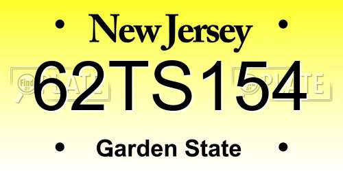62TS154 New Jersey License Plate