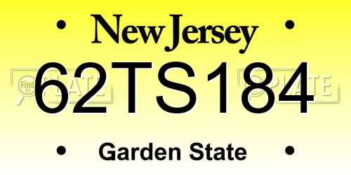 62TS184 New Jersey License Plate
