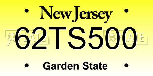 62TS500 New Jersey License Plate