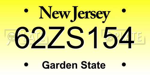 62ZS154 New Jersey License Plate