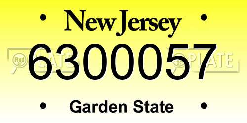 6300057 New Jersey License Plate