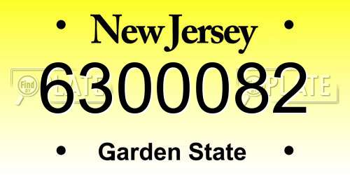 6300082 New Jersey License Plate