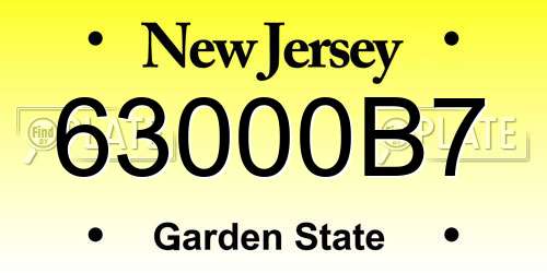 63000B7 New Jersey License Plate