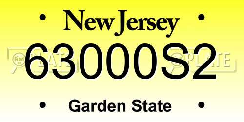 63000S2 New Jersey License Plate