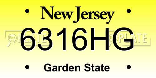 6316HG New Jersey License Plate