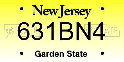 631BN4 New Jersey License Plate