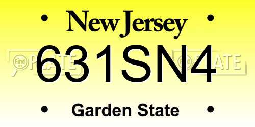 631SN4 New Jersey License Plate