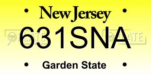 631SNA New Jersey License Plate