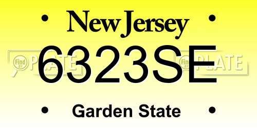 6323SE New Jersey License Plate