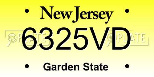 6325VD New Jersey License Plate