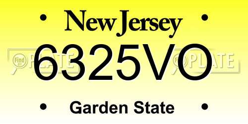 6325VO New Jersey License Plate